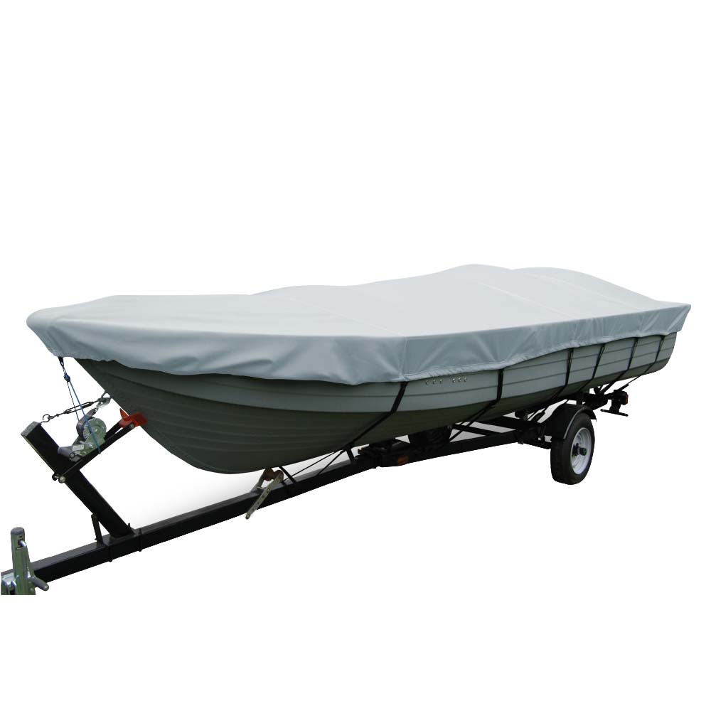 Carver Poly-Flex II Wide Series Styled-to-Fit Boat Cover f/14.5' V-Hull Fishing Boats Without Motor - Grey 70114F-10