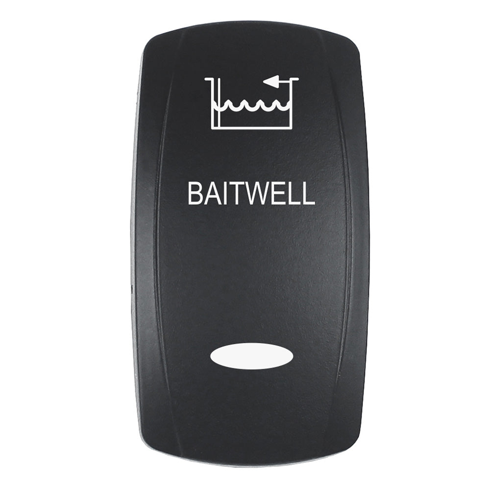 Pacer Actuator - 'BAITWELL' f/V Series Contura Switches - Black - Laser Etched (Top/Bottom Light) EV2LE-BTWL