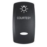 Pacer Actuator - 'COURTESY' f/V Series Contura Switches - Black - Laser Etched (Top/Bottom Light) EV2LE-CTSY