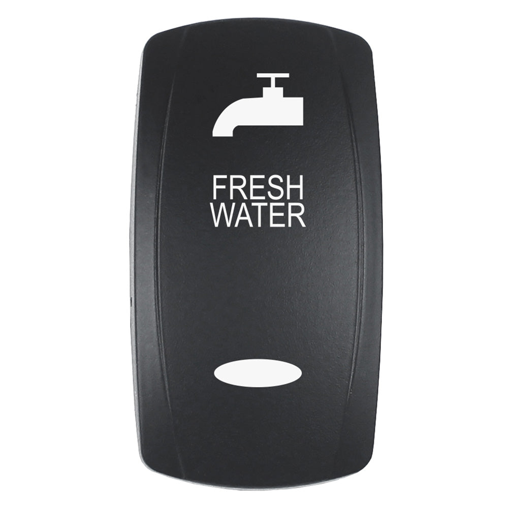 Pacer Actuator - 'FRESH WATER' f/V Series Contura Switches - Black - Laser Etched (Top/Bottom Light) EV2LE-FRSH