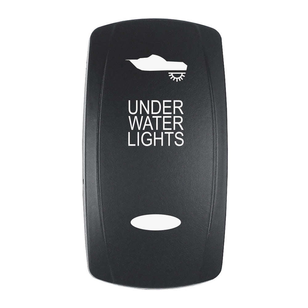 Pacer Actuator - 'UNDER WATER LIGHTS' f/V Series Contura Switches - Black - Laser Etched (Top/Bottom Light) EV2LE-UW
