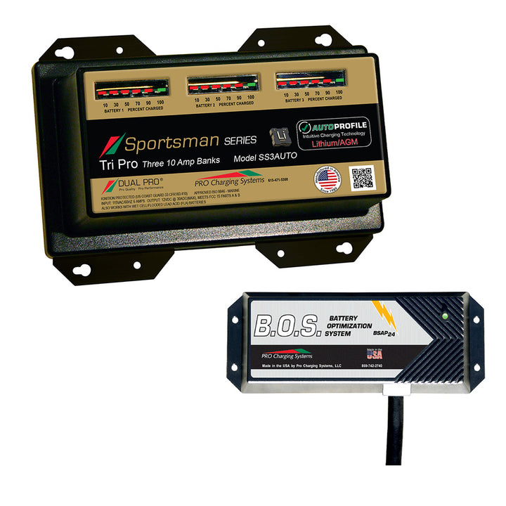 Dual Pro SS3 Auto 3 Bank Battery Charger w/3 Bank B.O.S. SS3AUTO/BOS12V3