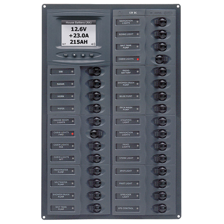 BEP Millennium Series DC Circuit Breaker Panel w/Digital Meters, 28SP DC12V M28-DCSM