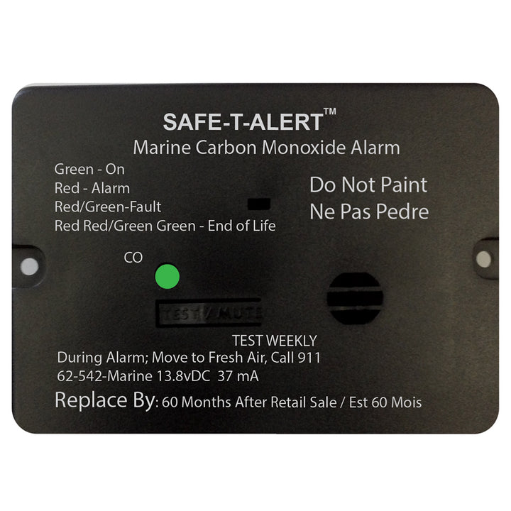 Safe-T-Alert 62 Series Carbon Monoxide Alarm w/Relay - 12V - 62-542-R-Marine - Flush Mount - Black 62-542-R-MARINE-BL
