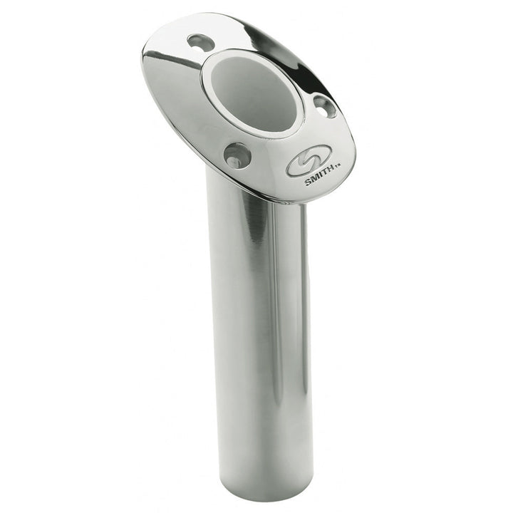 C.E. Smith Flush Mount Rod Holder - 30 Degree & 9" Depth - Stainless Steel - Cast Bottom - White Vinyl Liner 53672CA