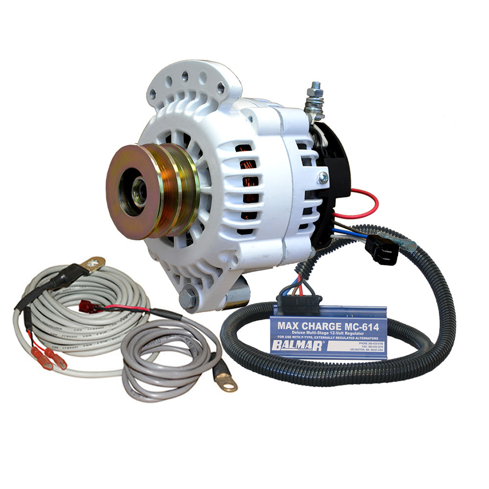 Balmar Alternator 120 AMP 12V 1-2" Single Foot Spindle Mount Dual Vee Pulley Regulator & Temp Sensor 621-VUP-MC-120-DV