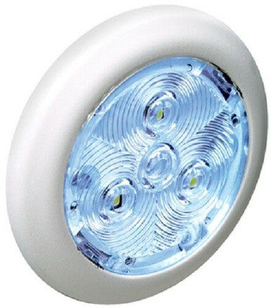 Attwood Marine Round Interior/Exterior Light, 2.75 in, 12V, White Bezel, Blue LED