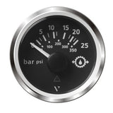 Veratron 52MM (2-1/16") ViewLine Transmission Oil Pressure 25 Bar/350 PSI - Black Dial & Chrome Triangular Bezel A2C59514137