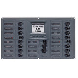 BEP AC Circuit Breaker Panel w/Digital Meters, 16SP 2DP AC230V ACSM Stainless Steel Horizontal 900-AC4-ACSM