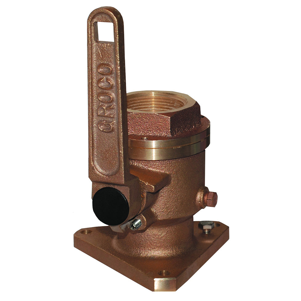 GROCO 1-1/4" Bronze Flanged Full Flow Seacock BV-1250