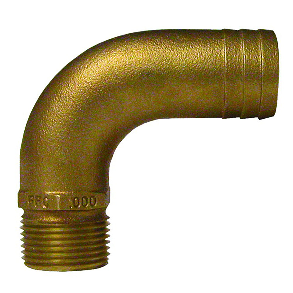GROCO 1" NPT x 1-1/4" ID Bronze Full Flow 90° Elbow Pipe to Hose Fitting FFC-1000