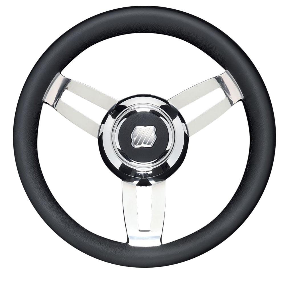 Uflex Morosini 13.8" Steering Wheel - Black Polyurethane w/Stainless Steel Spokes & Chrome Hub MOROSINI U/CH/B