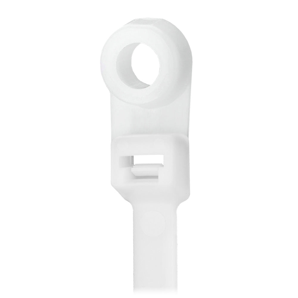 Pacer 8" Cable Tie w/Mounting Ring - Natural Color - 50lb Tensile Strength - 2" Bundle Diameter - 100 Piece Bag CTMR2S-100