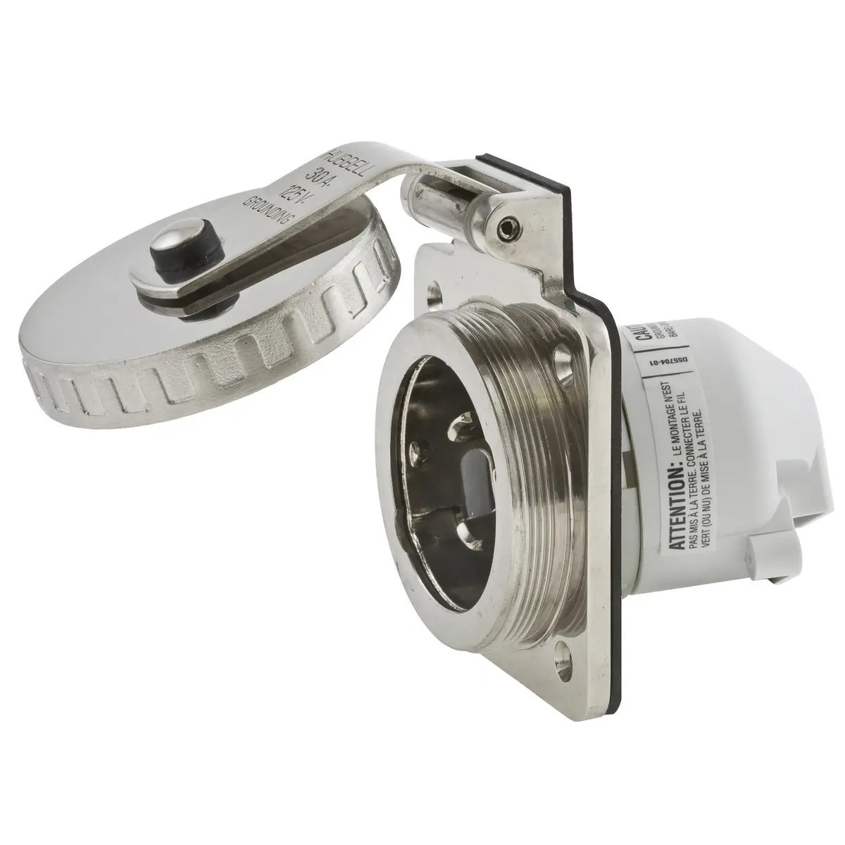 Hubbell HBL303SS 30A Inlet Round Stainless Steel HBL303SS