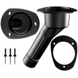 Mate Series Plastic Rod & Cup Holder 30° Closed w/Oval Top f/Kayaks - Black P2030BK