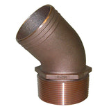 GROCO 1-1/4" NPT Bronze 45 Degree Pipe to 1-1/4" Hose PTHD-1250