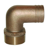 GROCO 1-1/2" NPT x 1-1/2" ID Bronze 90 Degree Pipe to Hose Fitting Standard Flow Elbow PTHC-1500