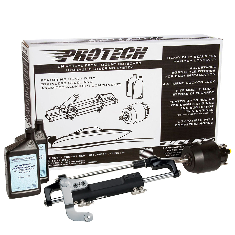 Uflex PROTECH 3.1 Front Mount OB Hydraulic System - Includes UP28 FM Helm, Oil & UC128-TS/3 Cylinder - No Hoses PROTECH 3.1