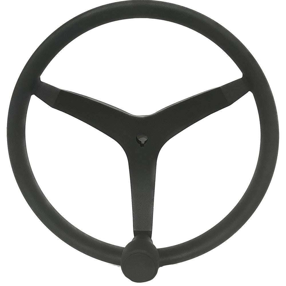 Uflex - V46 - 13.5" Stainless Steel Steering Wheel w/Speed Knob - Black V46B