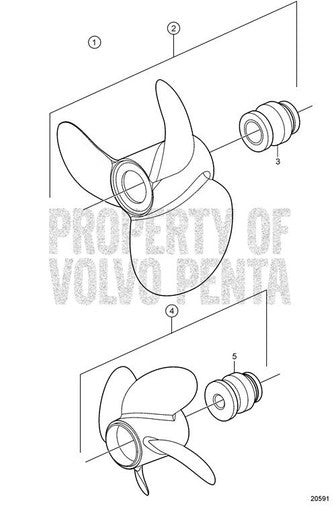 Volvo Penta A4 Front Aluminium Three Blade Left Hand Rotation Duoprop Diesel (854777)