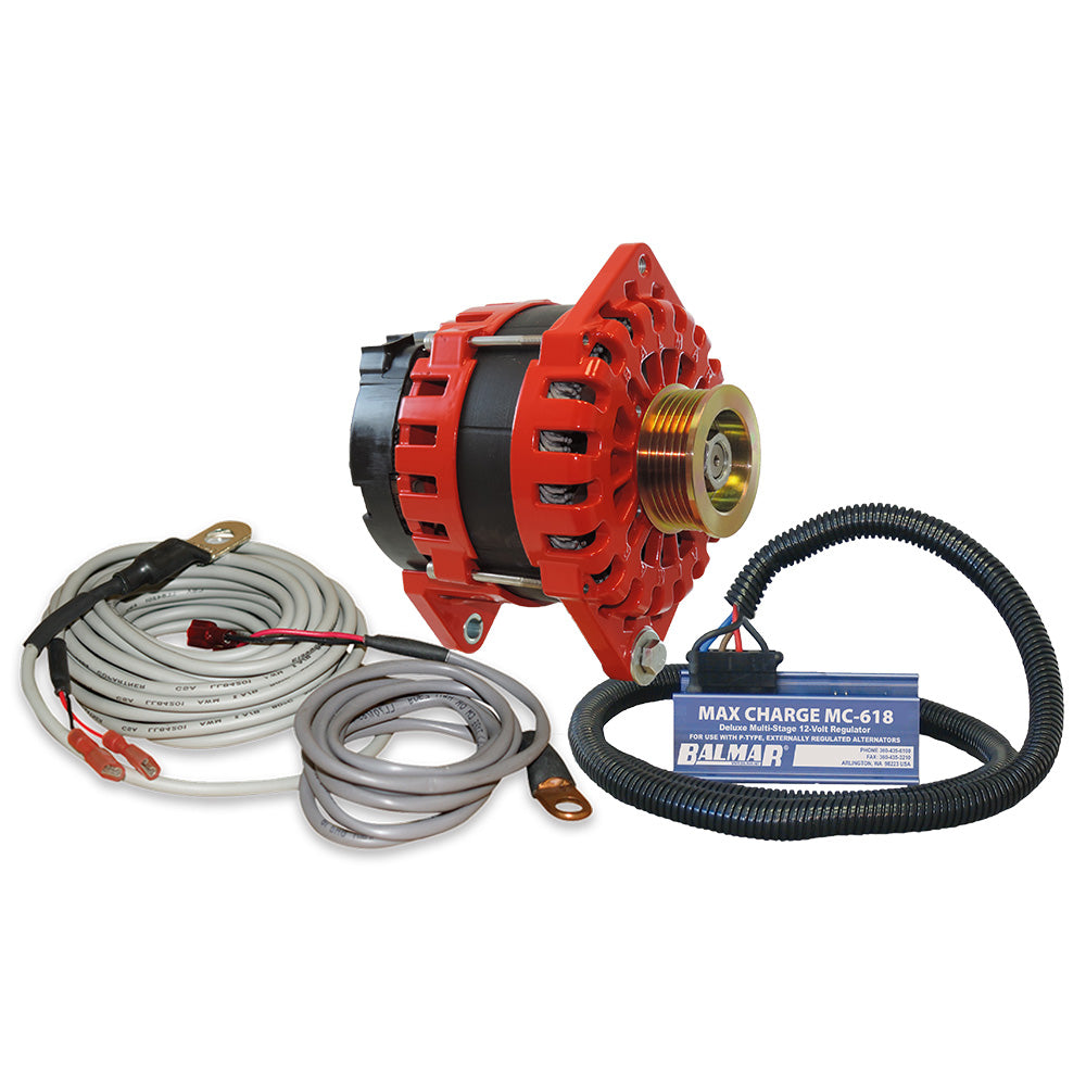 Balmar Alternator 250 AMP Kit 12V 3.15" Dual Foot Saddle K6 Pulley Regulator & Temp Sensor XT-CR-250-K6-KIT