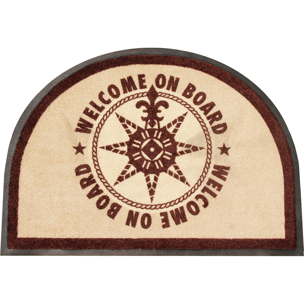 Marine Business Non-Slip WELCOME ON BOARD Half-Moon-Shaped Mat - Brown 41218