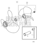 Volvo Penta I3 Front Aluminium Three Blade Left Hand Rotation Duoprop Straight Splin (21260643)