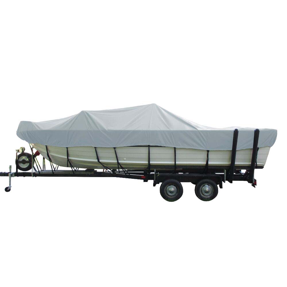 Carver Poly-Flex II Wide Series Styled-to-Fit Boat Cover f/18.5' Aluminum V-Hull Sterndrive Boats with Walk-Thru Windshield - Grey 72418F-10