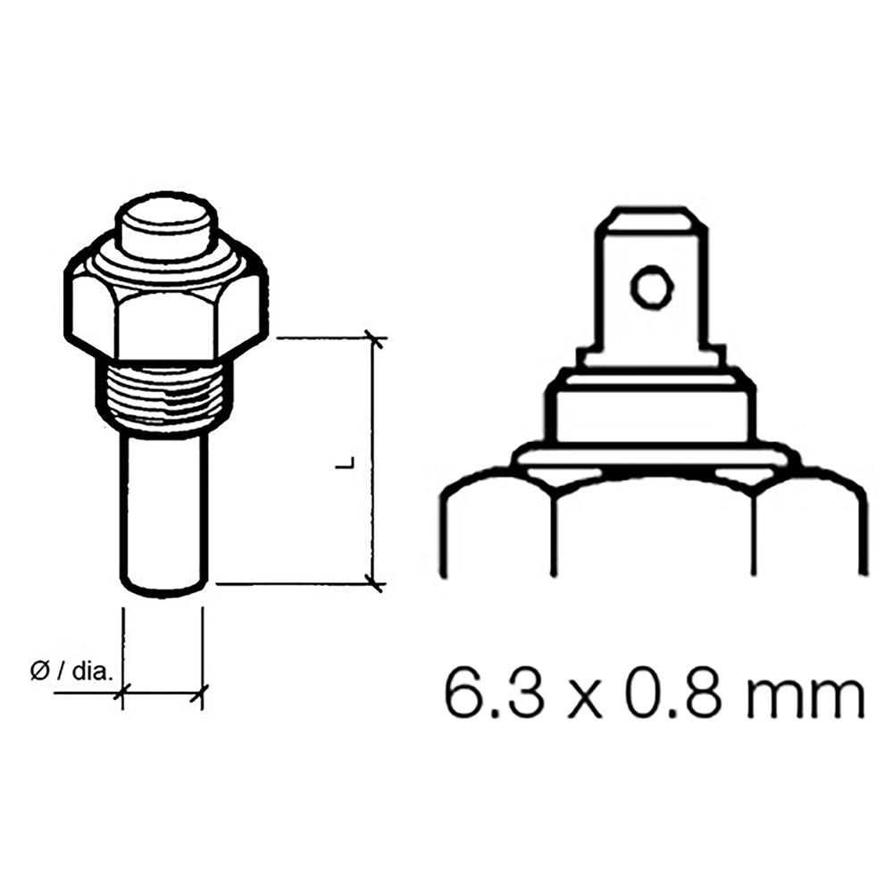 Veratron Engine Oil Temperature Sensor - Single Pole, Common Ground - 50-150°C/120-300°F - 6/24V - M14 x 1.5 Thread 323-801-004-002N