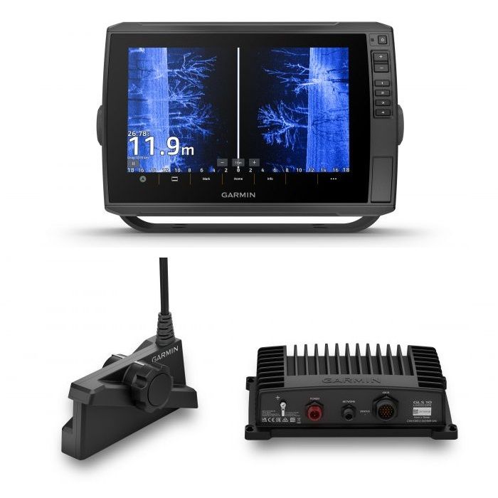 Garmin ECHOMAP Ultra 2 102sv 10 in Chartplotter/Fishfinder Bundle, LiveScope Plus System, GLS 10 Sonar Black Box, LVS34 Transducer, GT56UHD-TM Transducer