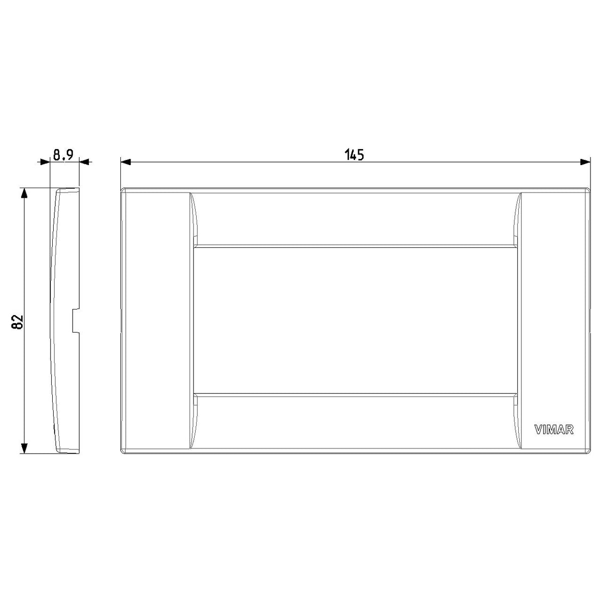 Vimar Idea Classica 4-Module Cover Plate, Horizontal/Vertical Mounting, 145 x 82 mm, Thermoplastic