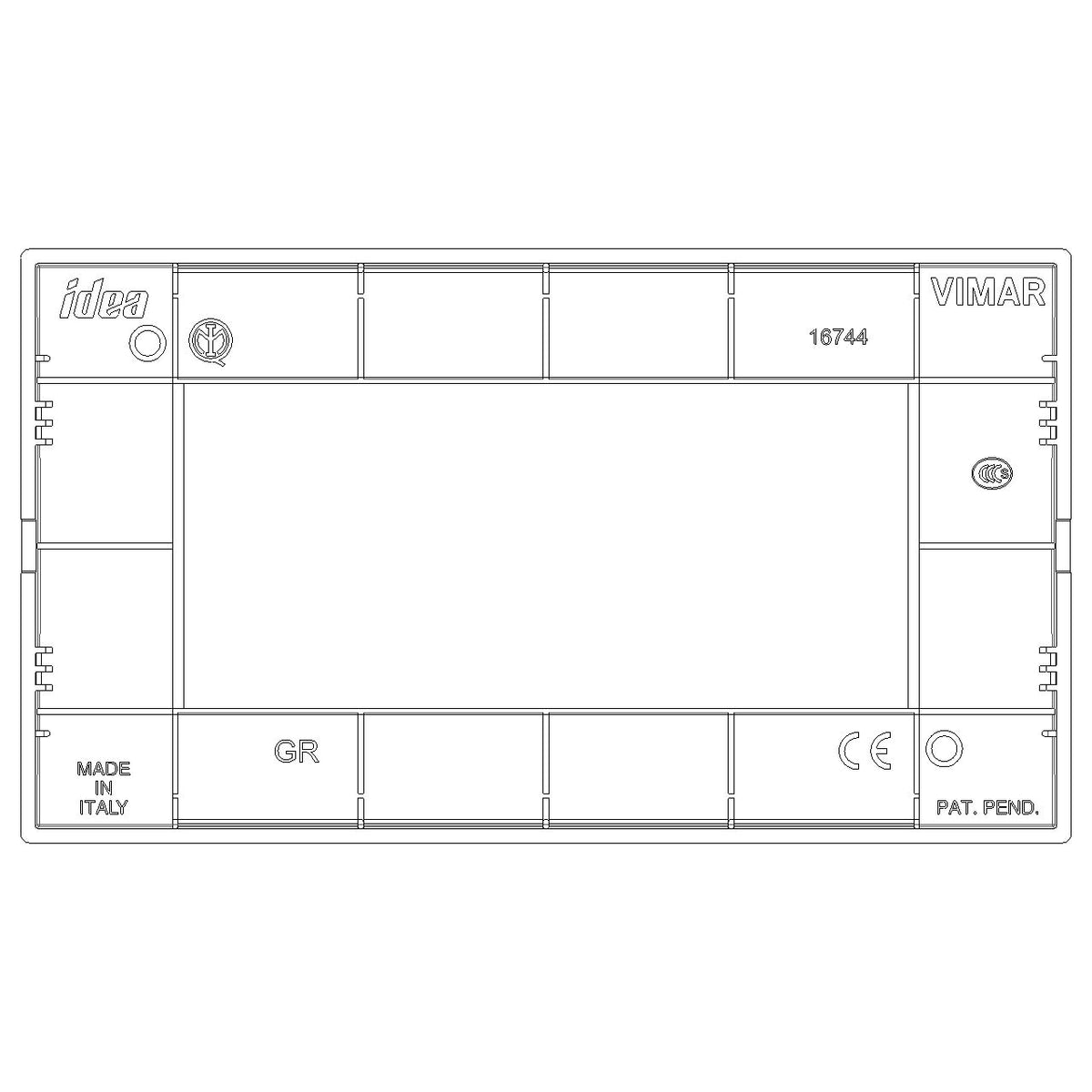 Vimar Idea Classica 4-Module Cover Plate, Horizontal/Vertical Mounting, 145 x 82 mm, Thermoplastic