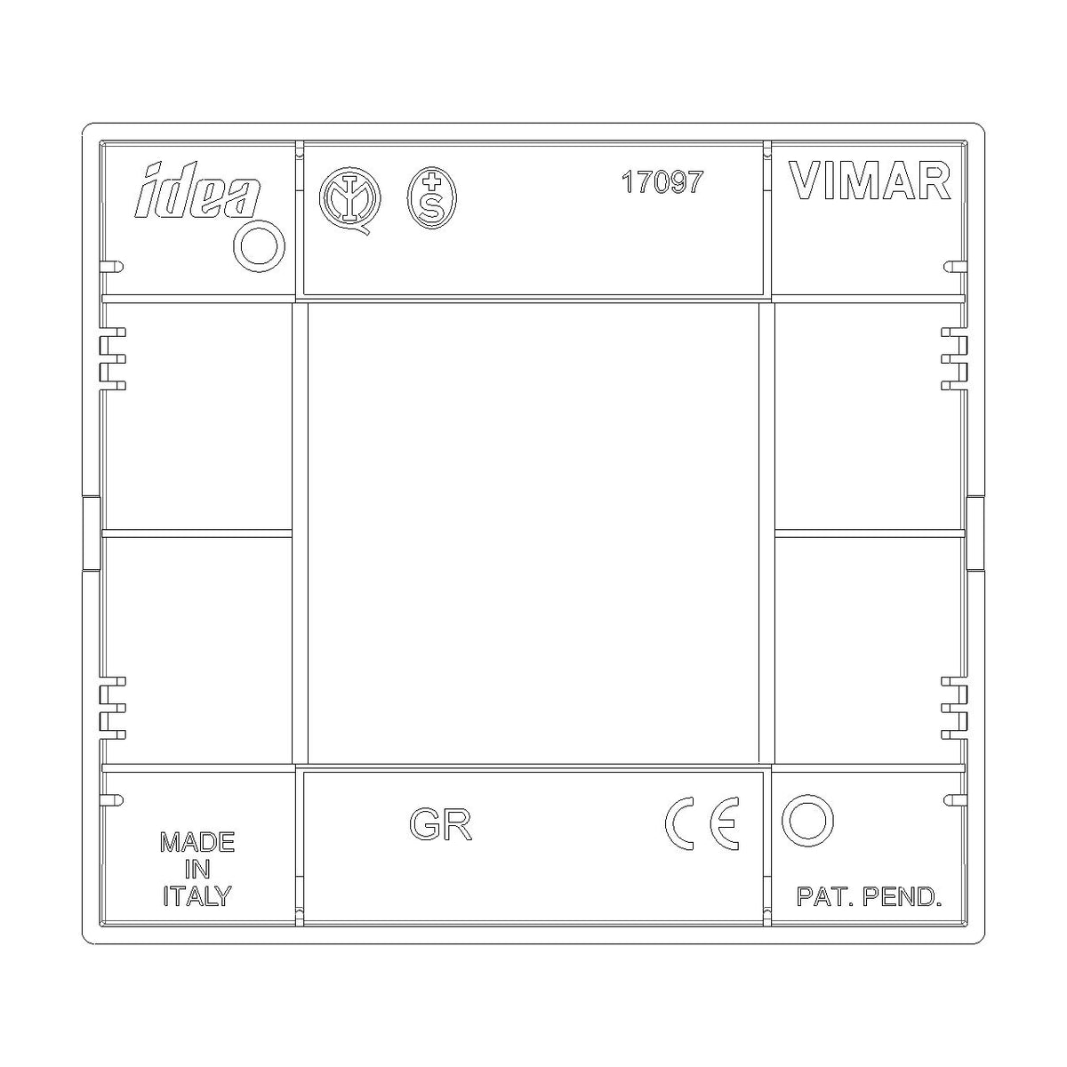 Vimar Idea Classica Cover Plate, 1-Module or 2-Reduced-Module, Clamp Mounting