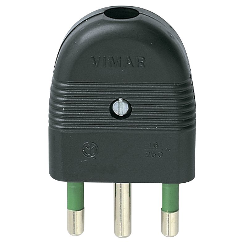 Vimar Mille Series 2P+E 16A Axial Plug, Italian S17, 250V, IP20