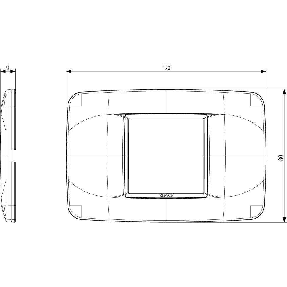 Vimar Eikon Round Cover Plate, 2-Central-Module, 120 x 80 mm