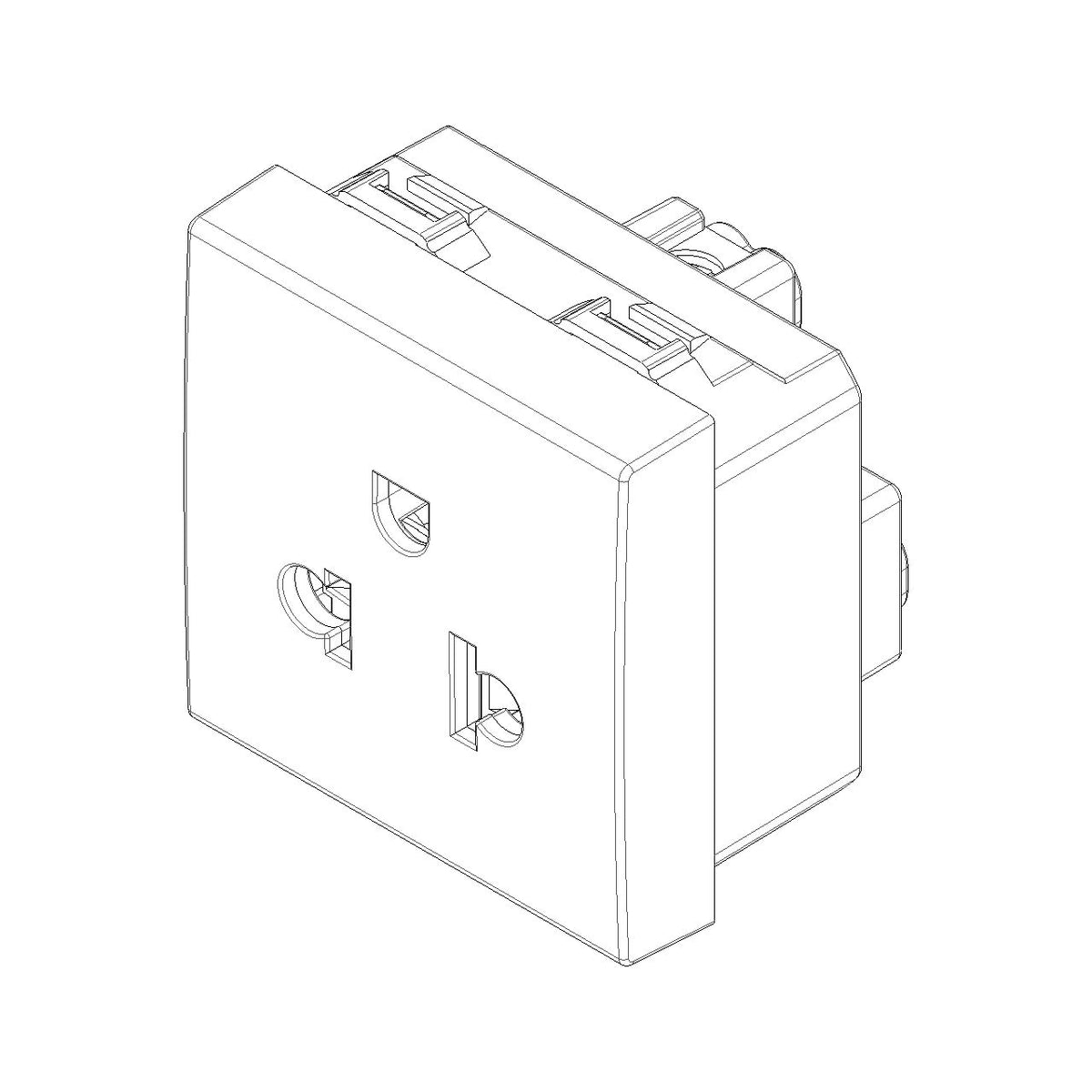 Vimar Neve Up 2P+E 16A USA+EU SICURY Outlet, 250V, Flush Mount