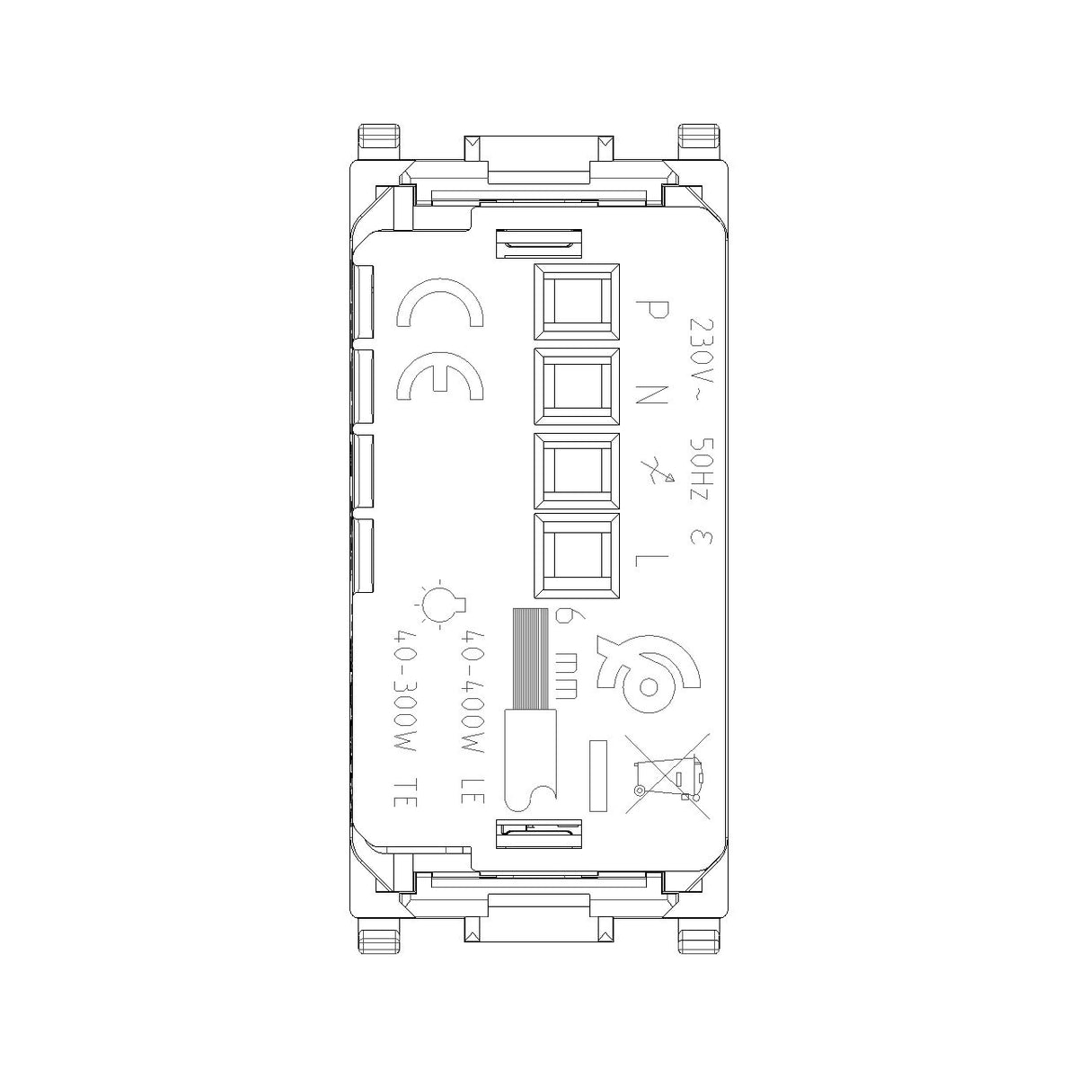 Vimar Plana Universal MASTER Rotary Dimmer, 230V, 50Hz, Phase-Cutting, Flush Mount, IP40