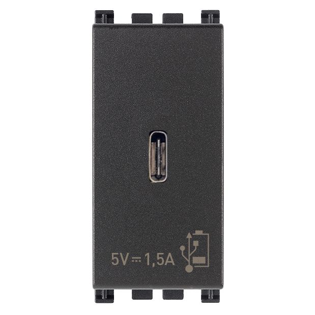 Vimar Arké USB Charging Outlet, 120-240V AC, 1 Module