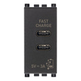 Vimar Arké USB Charging Outlet, 120-240V AC, 1 Module