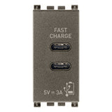 Vimar Arké USB Charging Outlet, 120-240V AC, 1 Module