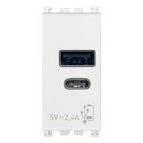 Vimar Arké USB Charging Outlet, 120-240V AC, 1 Module