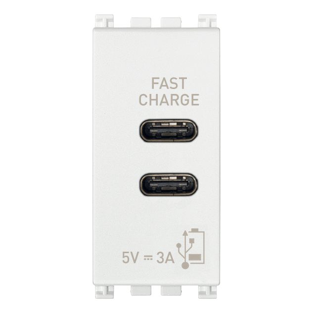 Vimar Arké USB Charging Outlet, 120-240V AC, 1 Module