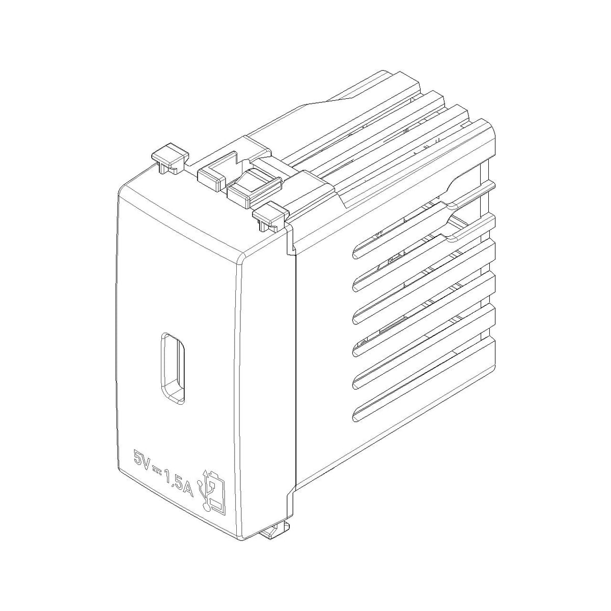 Vimar Arké USB Charging Outlet, 120-240V AC, 1 Module