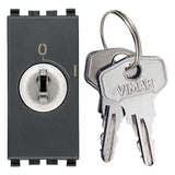 Vimar Eikon 20082 2-Pole Key-Operated 1-Way Switch, 16AX 250V, Key Removable Only in OFF, IP40, Screw Terminals
