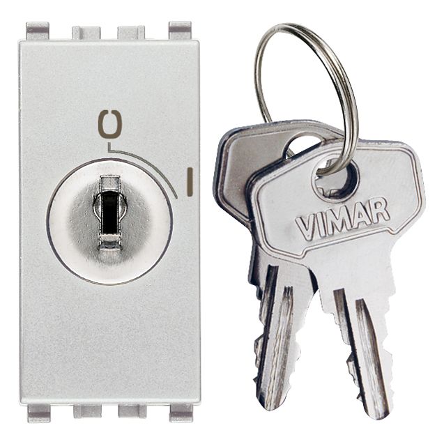 Vimar Eikon 20082 2-Pole Key-Operated 1-Way Switch, 16AX 250V, Key Removable Only in OFF, IP40, Screw Terminals