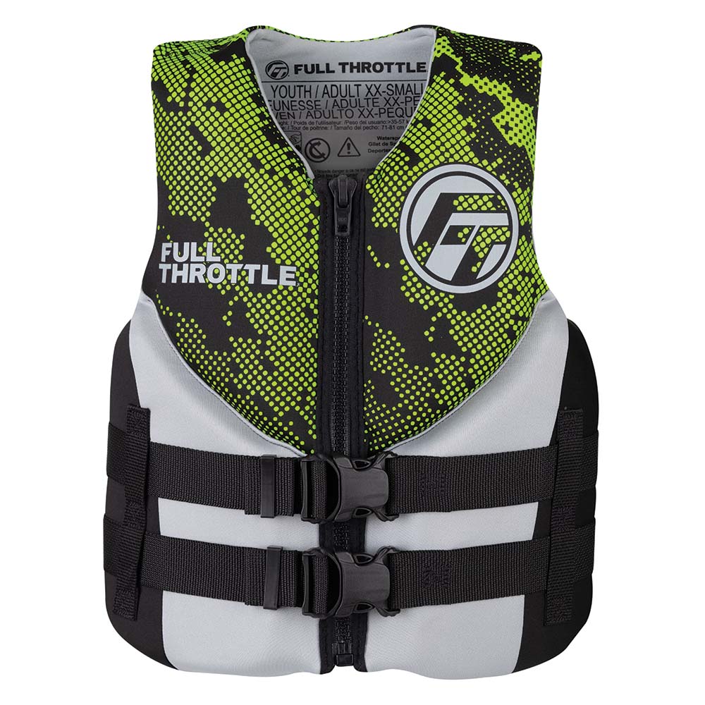 Full Throttle Junior Hinged Neoprene Life Jacket - Green 142400-400-009-22