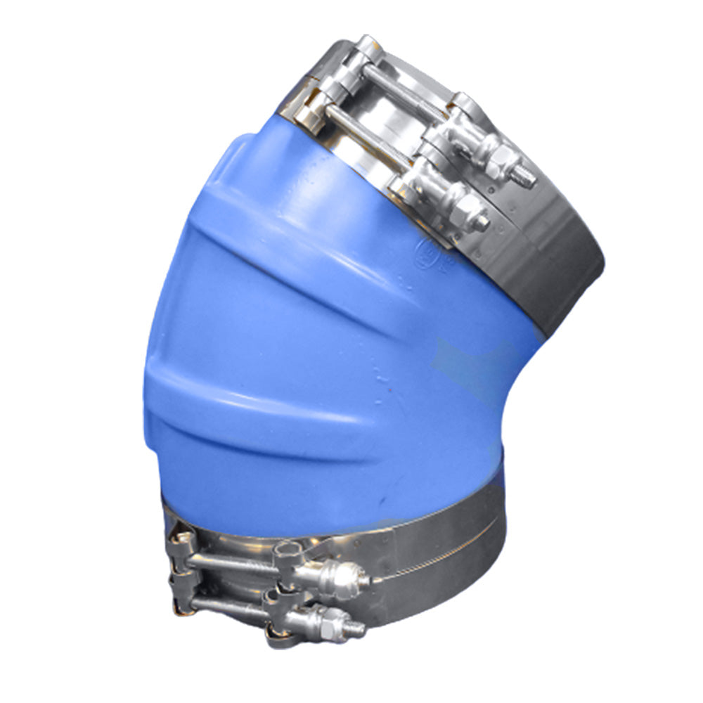 Trident Marine 6" ID 45-Degree Blue Silicone Molded Wet Exhaust Elbow w/4 T-Bolt Clamps 240V6000-S/S