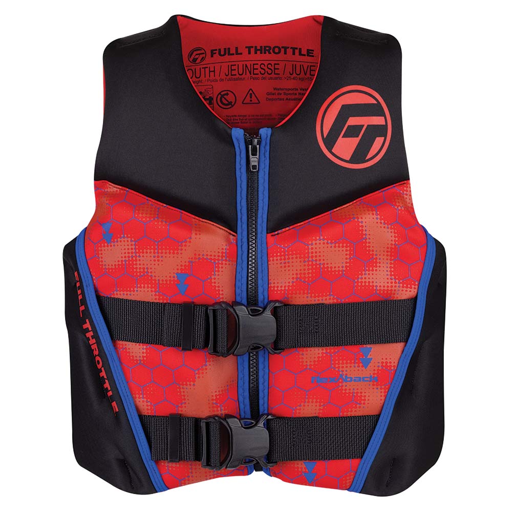Full Throttle Youth Rapid-Dry Flex-Back Life Jacket - Red/Black 142500-100-002-22