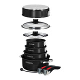 Magma Nestable 10 Piece Induction Non-Stick Enamel Finish Cookware Set - Jet Black A10-366-JB-2-IN
