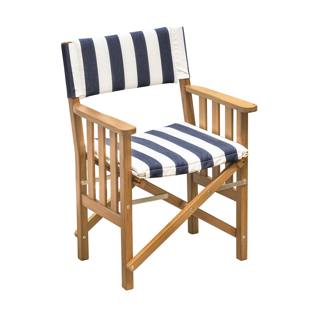 Whitecap Director's Chair II w/Navy & White Cushion - Teak 61050